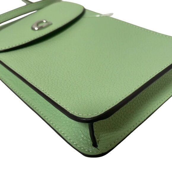 Auth COACH Phone Crossbody CH815 Light Green Leather - Shoulder Bag - Picture 5 of 8